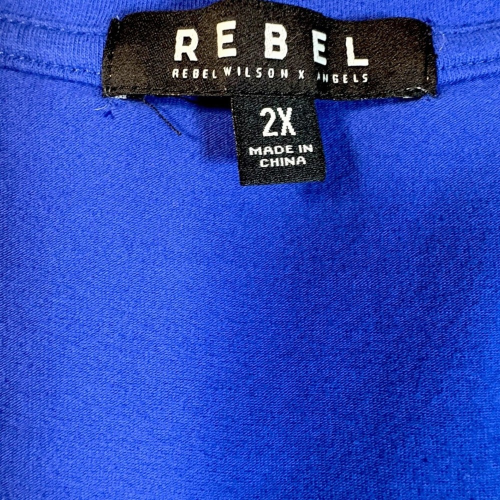 Rebel Wilson x Angels Womens 2X Blue‎ Structured Swing Blouse Cotton Stretch Top - Picture 4 of 10